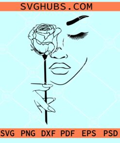 Beauty face with flower SVG, Beauty with Rose Svg,Girl Face Svg