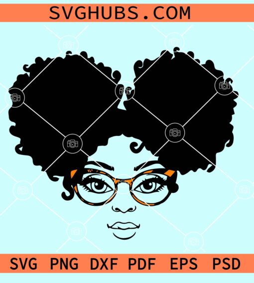Black woman Afro puffs svg, Afro PuffGirl with Sunglasses SVG, Black Woman Face svg