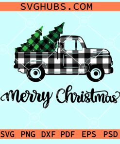 Buffalo plaid Christmas truck svg, Buffalo plaid Christmas tree svg, Christmas svg file