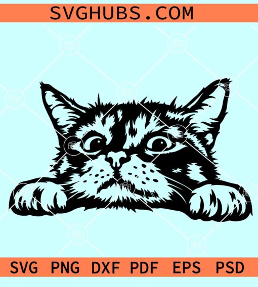 Cat peeking SVG, Cute Cat SVG files, Peeking cat face svg, Cat SVG