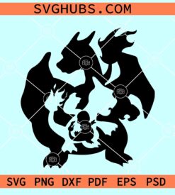 Charmander Evolutions SVG, Charmeleon Charizard Pokemon SVG
