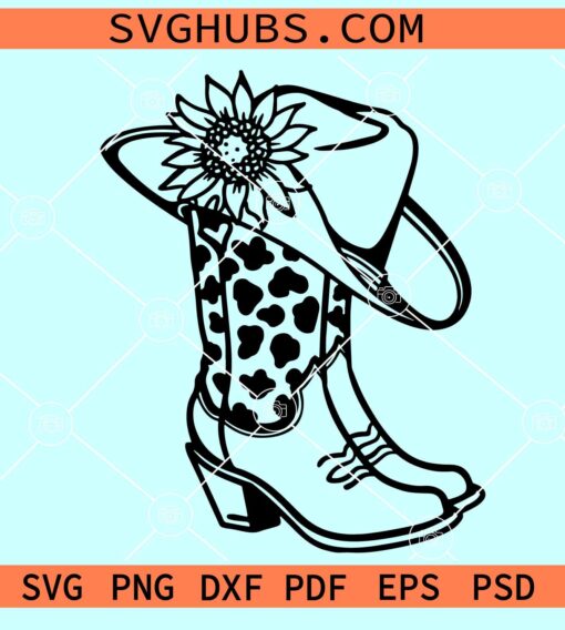 Cowgirl Boots SVG, floral cowgirl boots svg, cowgirl boots with sunflower svg
