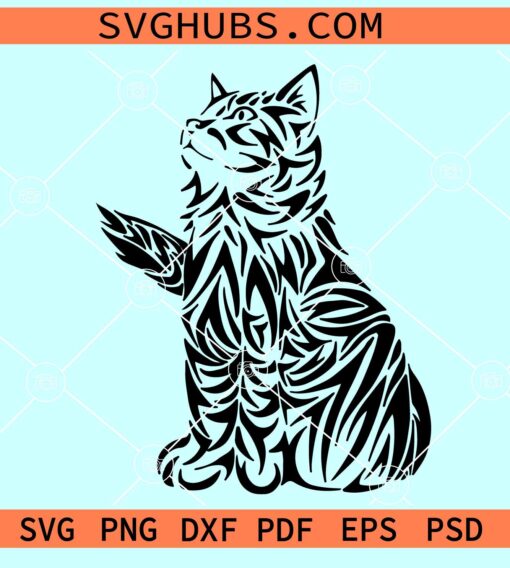 Cute Cat Mandala SVG, cat lover svg, cute cat svg