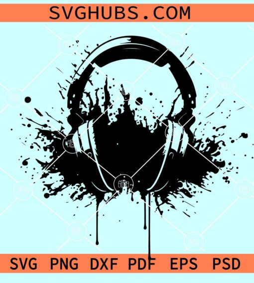 DJ Headphones ink splash SVG, DJ Headphones SVG, Music lover SVG