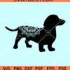 Dachshund mandala silhouette svg, Dachshund svg, dog svg, dachshund silhouette svg