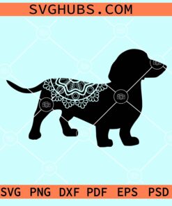 Dachshund mandala silhouette svg, Dachshund svg, dog svg, dachshund silhouette svg