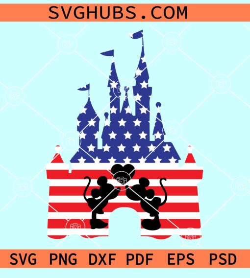 Disney Castle 4th of July SVG, Disney 4th of July SVG, Disney USA flag SVG