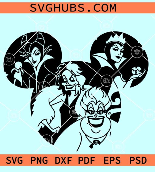 Disney Villains Mickey Ears SVG, Disney Villains SVG, Villains SVG PNG clipart