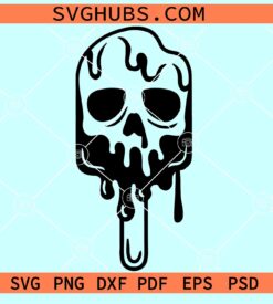 Dripping Popsicle Skull SVG, skull ice cream svg, ice cream lover svg