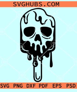 Dripping Popsicle Skull SVG, skull ice cream svg, ice cream lover svg