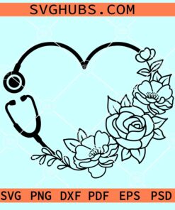 Floral Stethoscope SVG, Floral Stethoscope SVG File, Nurse SVG, Nursing SVG