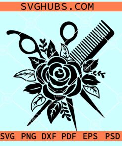 Floral scissors SVG, floral hair scissors SVG, hair stylist svg, sewing svg