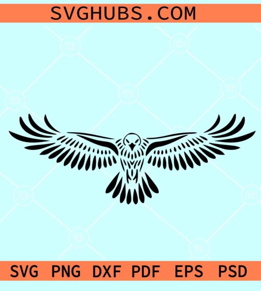 Flying Hawk SVG, eagle bird svg, hawk silhouette, hawk logo svg