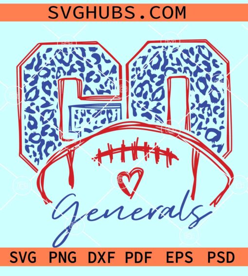 Go Generals leopard print SVG, Generals football mascot SVG, Go Generals SVG