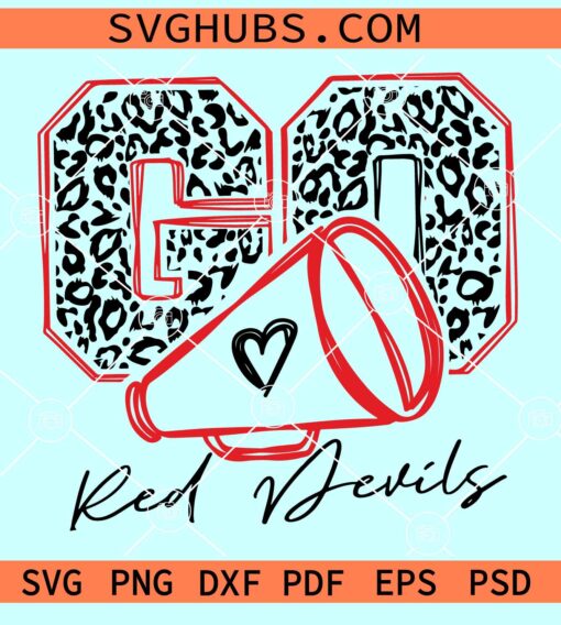 Go Red Devils Leopard SVG, Devils mascot svg, Go Red Devils Football svg