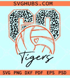 Go Tigers Volleyball SVG, Leopard Print Tigers svg, Tigers SVG, Volleyball Mom svg