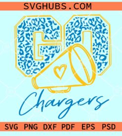 Go chargers Leopard print SVG, Go Chargers mascot SVG, Chargers football SVG