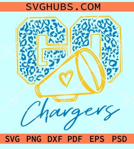 Go chargers Leopard print SVG, Go Chargers mascot SVG, Chargers football SVG