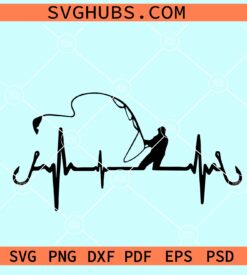 Heartbeat Fishing Car Styling SVG, Fishing heartbeat SVg, fishing car décor