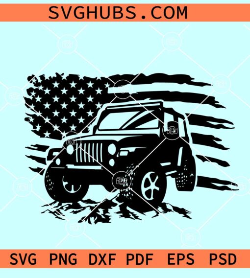 Jeep flag SVG, Distressed flag Jeep Svg, Jeep American Flag SVG