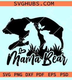 Mama Bear Svg Png Eps Pdf Files, Bear Mama Svg, mama bear with cubs svg