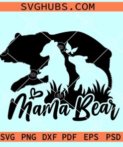 Mama Bear Svg Png Eps Pdf Files, Bear Mama Svg, mama bear with cubs svg