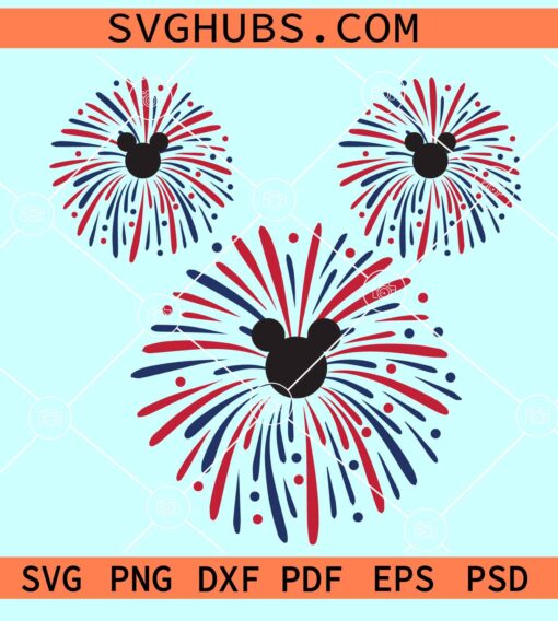 Mickey 4th of July firework SVG, Disney fireworks SVG, Mickey head fireworks SVG