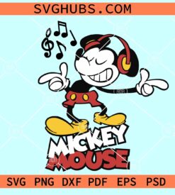 Mickey Mouse with headphones SVG, Mickey DJ svg, Mickey Music SVG