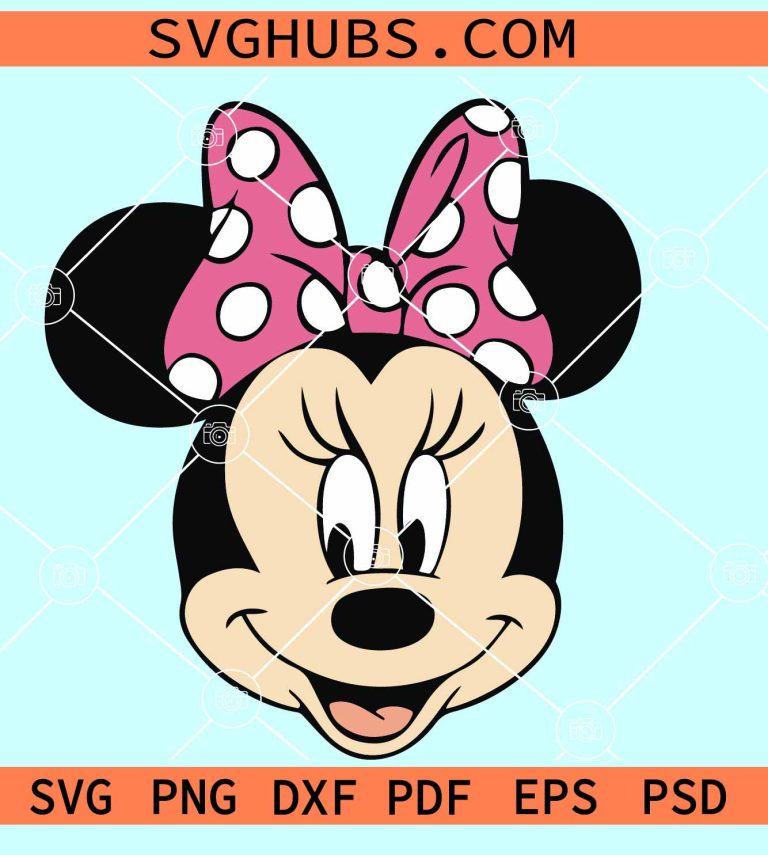 Minnie Mouse With Bow SVG, Minnie Mouse Polka Dot Bow Svg, Disney ...