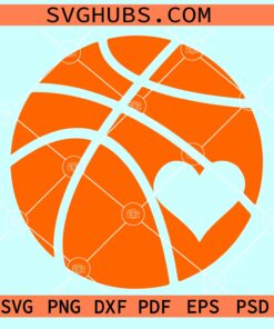 One Color Basketball With Heart SVG, basketball heart svg, heart basketball svg