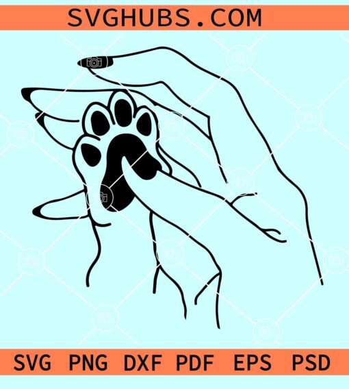 Paw and hand SVG, dog lover svg, human hand and pet svg