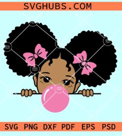 Peeking girl with bubble gum SVG, Peek a boo girl SVG