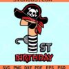 Pirates 1st Birthday SVG, Pirate Birthday number 1 svg, 1st Birthday Pirate svg