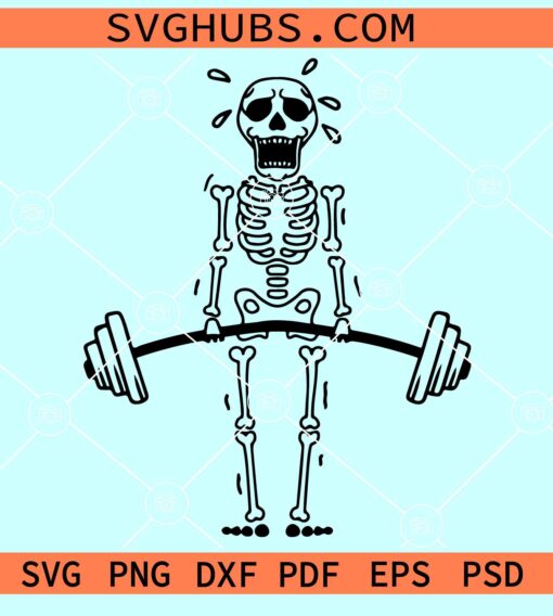 Skeleton Deadlift SVG, Skeleton lifting weights svg, workout shirt svg