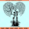 Skeleton Lovers Tree SVG, dead love svg, gothic heart svg, skeleton couple svg