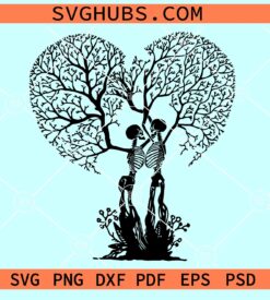 Skeleton Lovers Tree SVG, dead love svg, gothic heart svg, skeleton couple svg