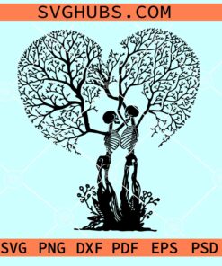 Skeleton Lovers Tree SVG, dead love svg, gothic heart svg, skeleton couple svg