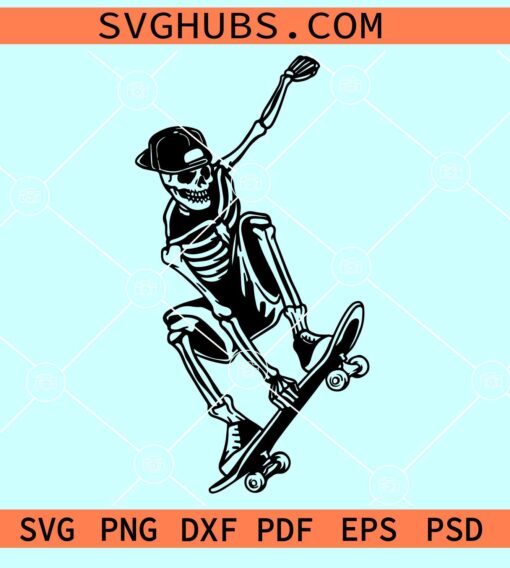 Skeleton Skateboarding SVG, skull skateboarding svg, skateboarding svg