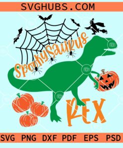 Spooky Saurus Rex svg, Halloween Dinosaur SVG, Dinosaur Pumpkin Svg, T-Rex svg, Bats svg