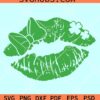 St Patrick Day distressed lips SVG, Distressed lips with bow SVG, St Patricks Day SVG
