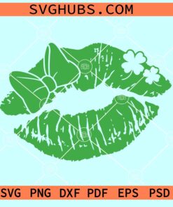 St Patrick Day distressed lips SVG, Distressed lips with bow SVG, St Patricks Day SVG