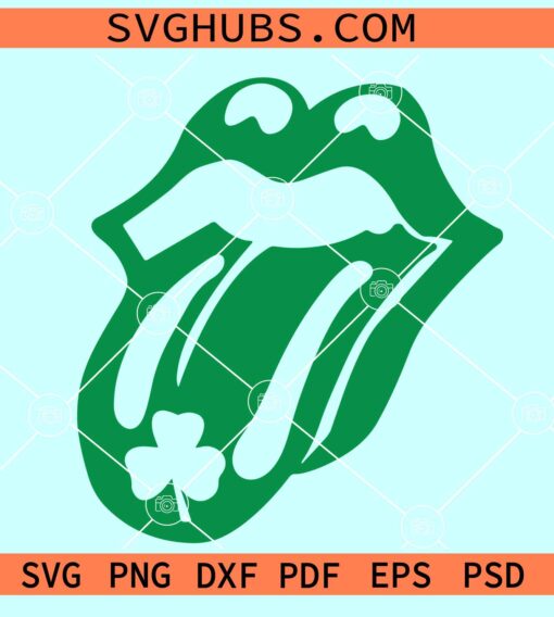 St Patricks Day lips SVG, St.Patrick's Day svg, Shamrock Tongue svg, Lips kiss svg