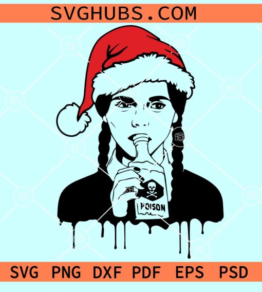 Wednesday Addams Christmas SVG, Santa Wednesday Addams SVG