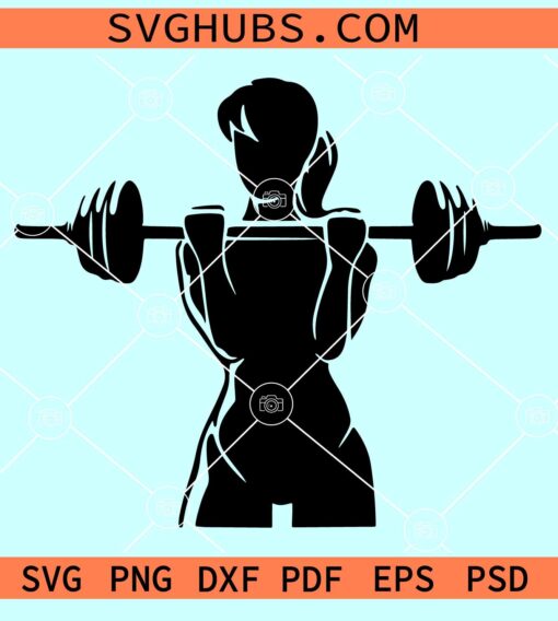 Weightlifting girl SVG, Bodybuilding Woman svg, fitness girl svg