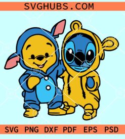 Winnie the Pooh and Stitch SVG, Stitch and Winnie SVG, Winnie The Pooh Friends SVG