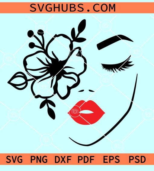 Woman face with flowers SVG, Flower Woman SVG