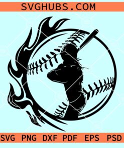 Woman softball player SVG, Female Softball Player Svg, Baseball Svg