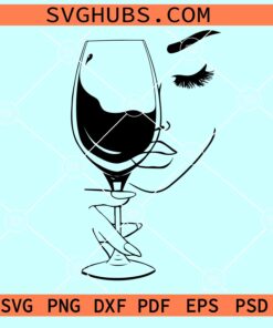 Woman with Wine Glass SVG, Black woman drinking Wine Glass Svg, Birthday Queen Svg