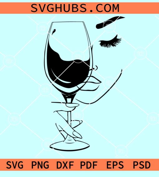 Woman with Wine Glass SVG, Black woman drinking Wine Glass Svg, Birthday Queen Svg