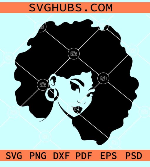 Afro hair woman SVG, afro hair SVg, black woman SVG, pretty woman SVG
